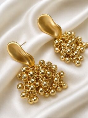 Gold Cluster Drop Earrings